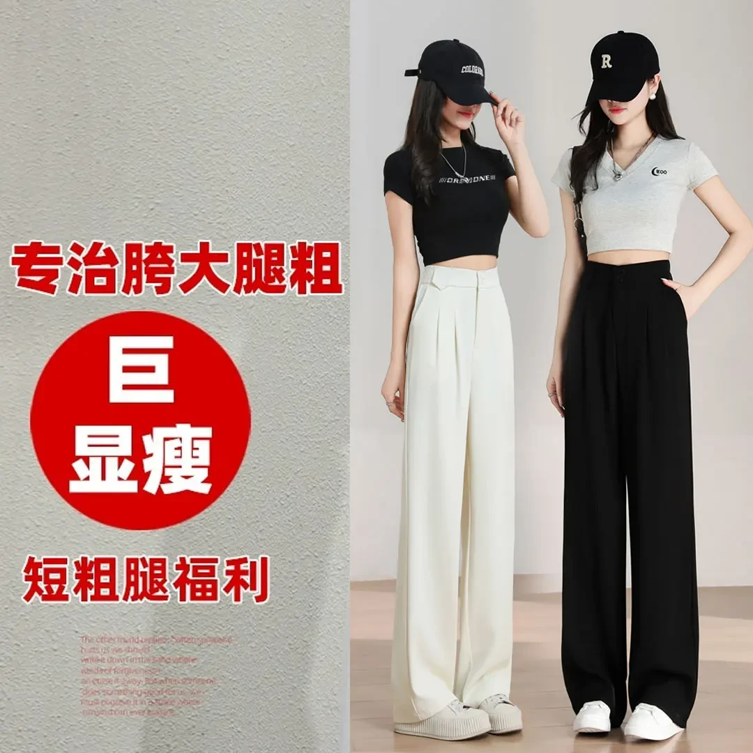 2025新款彩色显瘦窄版裤高腰休闲时尚百搭垂感直筒西装裤812