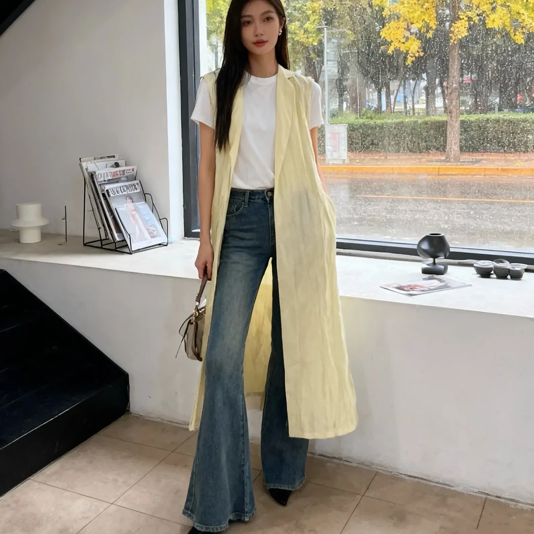 【弄影福利】气质设计感时尚百搭长款马甲女