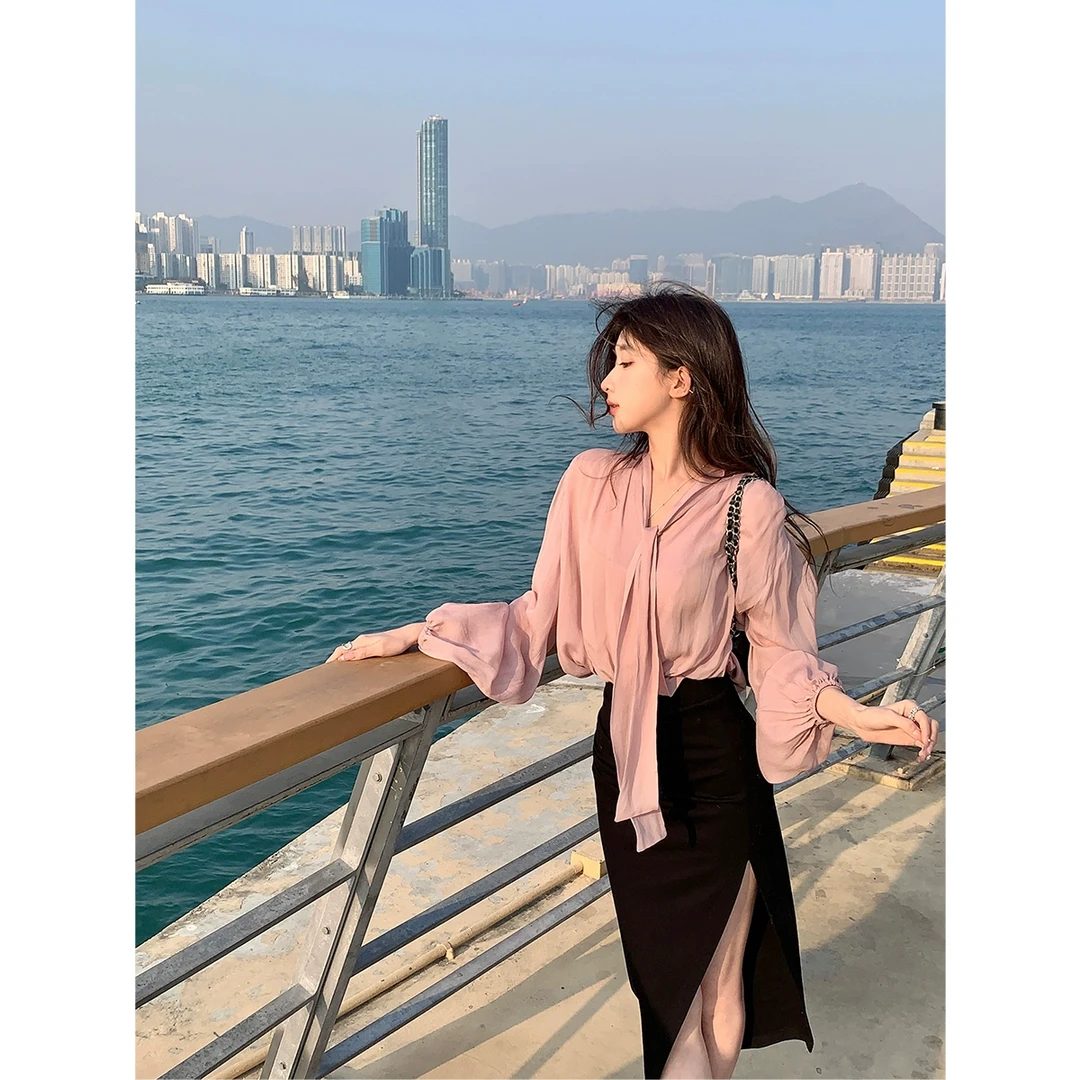 ACHI大也池◆工作日~高腰性感开叉包臀半身裙女【新品】