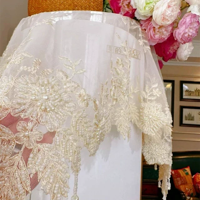 手工串珠蕾丝刺绣空调盖巾立式圆柱空调罩客厅欧式罩盖布