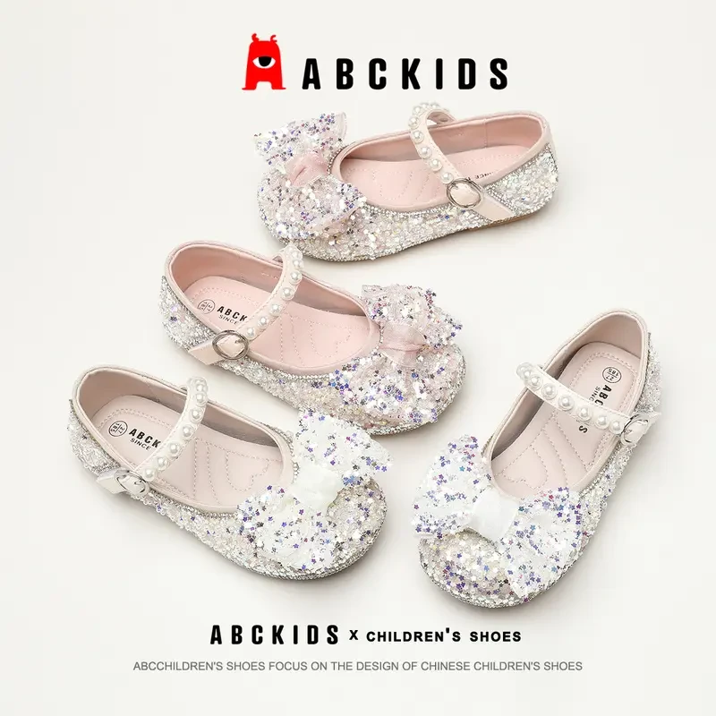 Abckids童鞋女童公主鞋软底儿童亮片表演鞋舞蹈鞋SY323603345AX