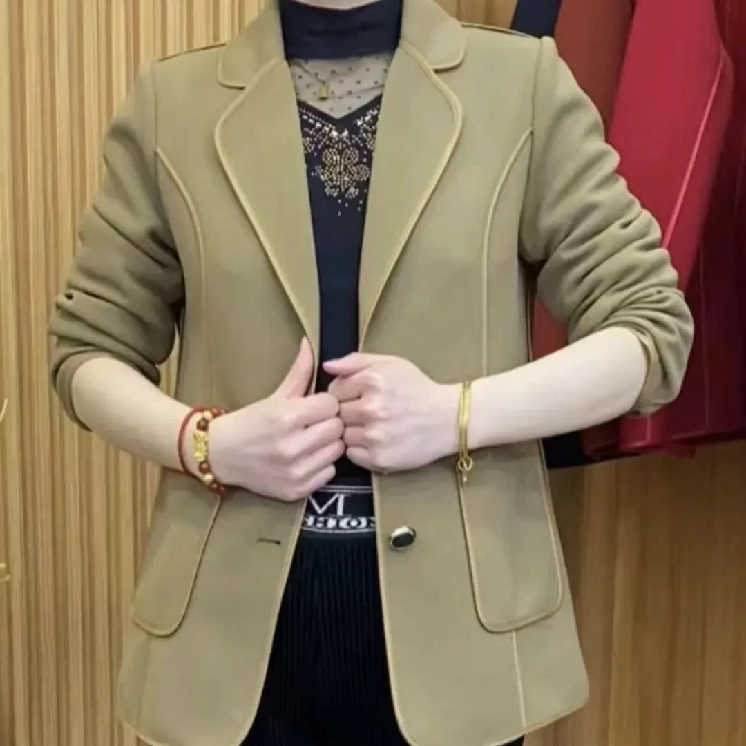 妈妈装新款中高端纯色休闲时尚百搭显瘦双面西装女士气质春秋