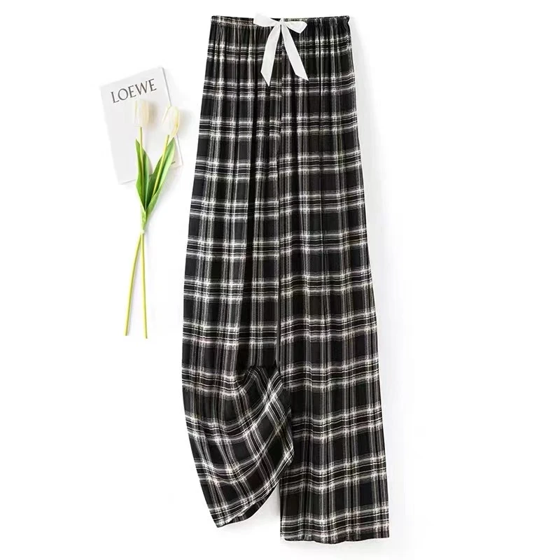 【棉绸合集】春秋薄款垂感人棉棉绸睡裤沙滩九分宽松休闲格子家居裤