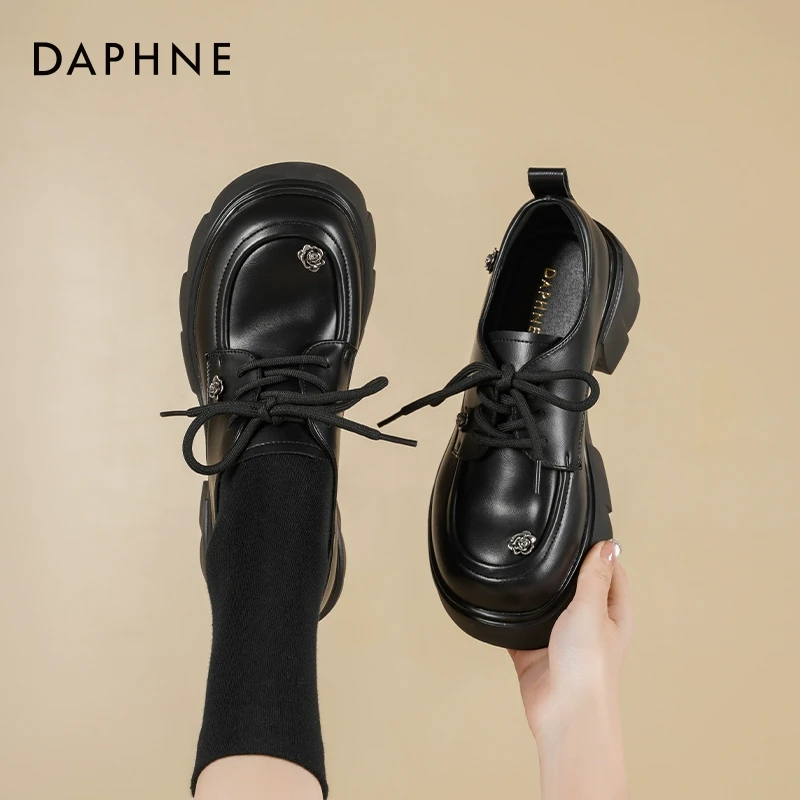 达芙妮玫瑰乐福鞋春秋百搭黑色复古2025春季新款女单玛丽珍鞋子TC