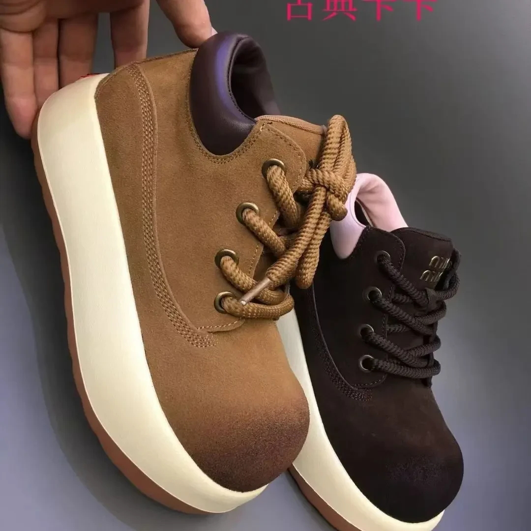 古典卡卡中跟冬季纯色文艺复古马丁靴圆头