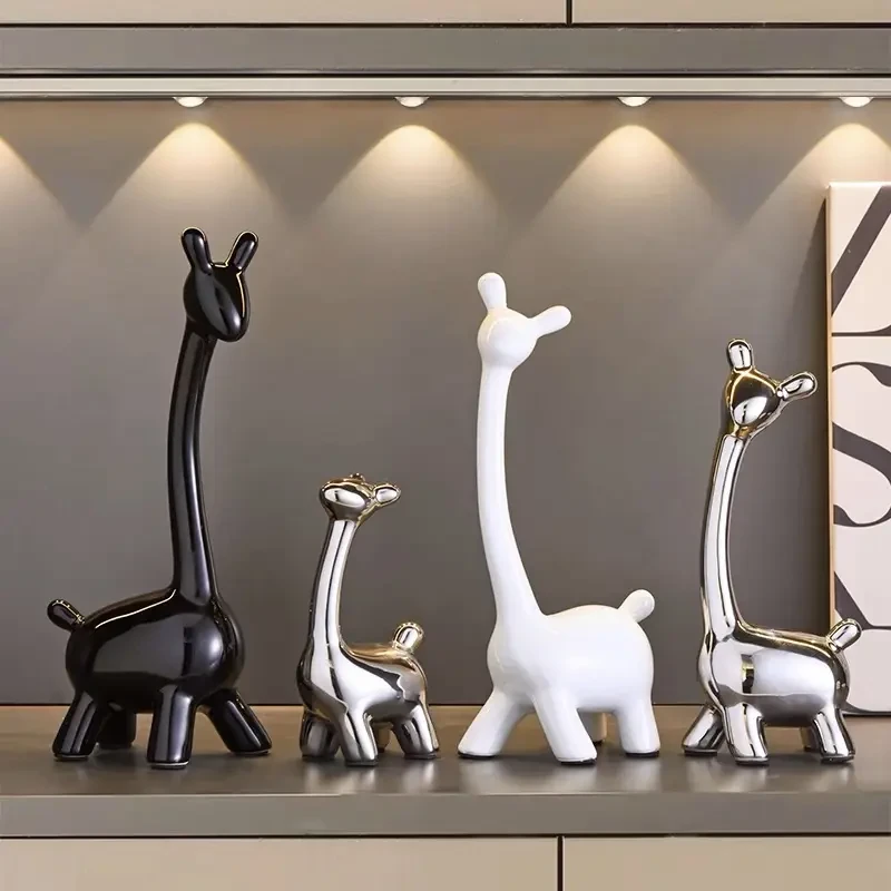 陶瓷摆件装饰品小鹿一家四口电视柜酒柜家居饰品极简简约意式高档