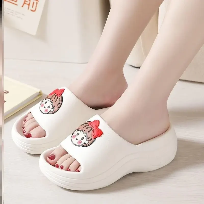 新款厚底拖鞋女夏季室内可爱卡通韩版居家凉拖鞋高跟防滑时尚外穿