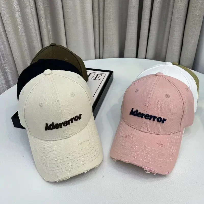 帽子女秋季韩版时尚百搭字母ader刺绣硬顶棒球帽休闲运动鸭舌帽潮
