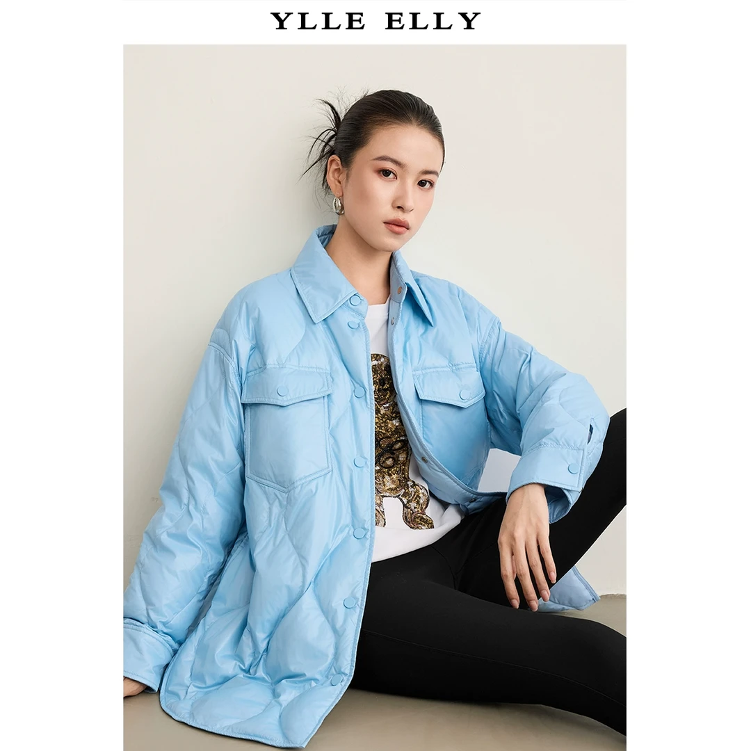 【粉丝专属】冬新款中长款衬衫领轻薄保暖90白鸭绒外套Y427306915