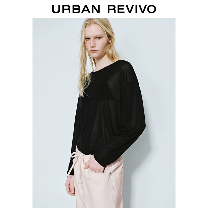 UR2025秋季新款女装时尚慵懒风休闲宽松圆领长袖T恤UWB450001