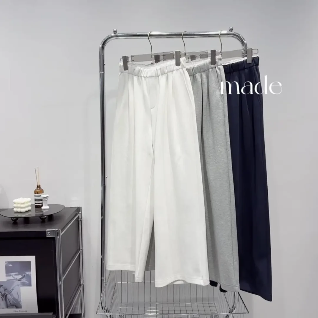 【长款】松紧腰显瘦百搭休闲长裤慵懒风奶奶裤直筒裤