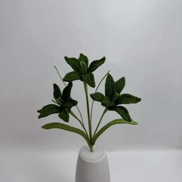 手工编织毛线仿真花束成品葱莲一支包邮适合送礼客厅装饰摆件