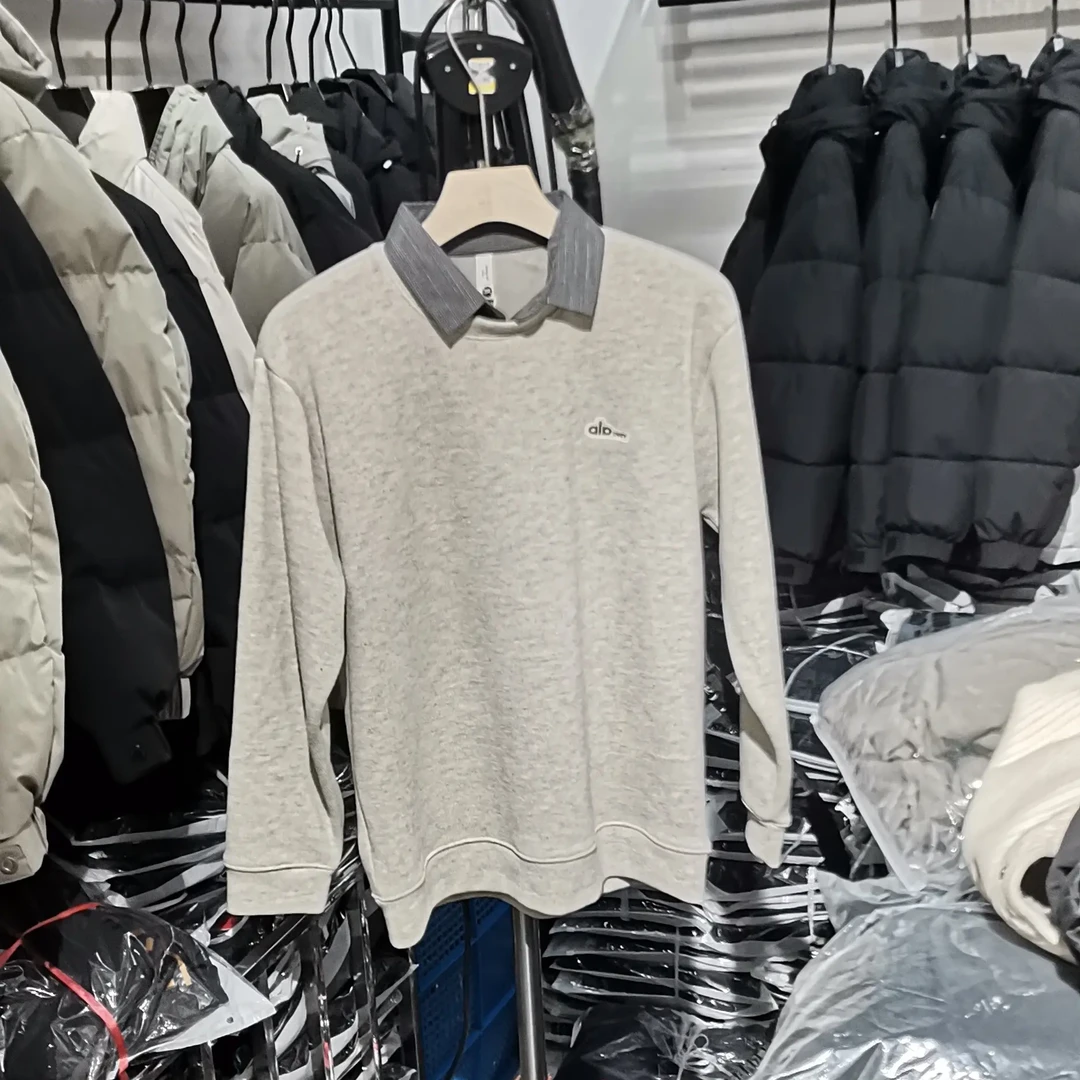 男士冬季加绒加厚衬衫领假两件针织衫保暖长袖休闲时尚上衣