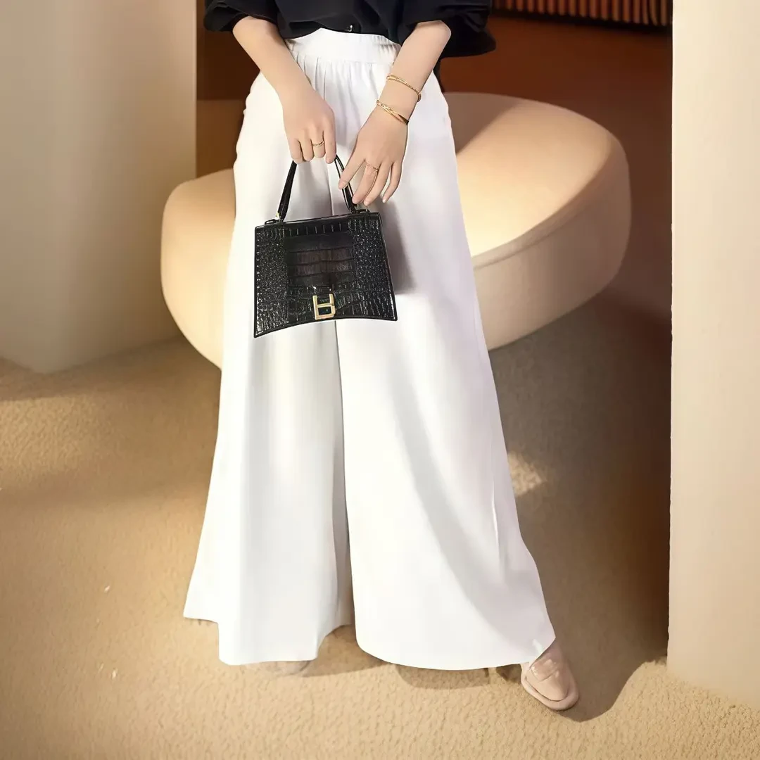 气质白色时尚休闲百搭轻奢宽松设计师设计师垂感阔腿裤6852