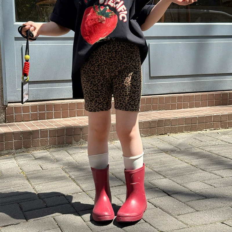 SKD2526女大童韩版洋气豹纹短裤夏装新款美拉德高腰休闲中裤潮