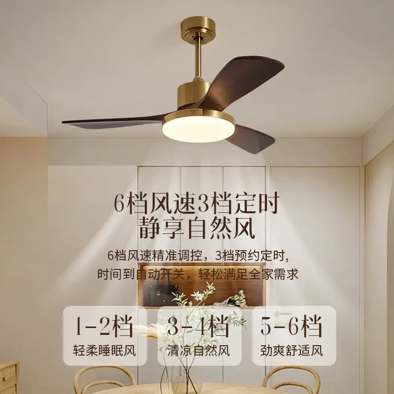实木风扇灯2025新款中古风吊扇美式胡桃木色餐厅客厅卧室电扇吊灯