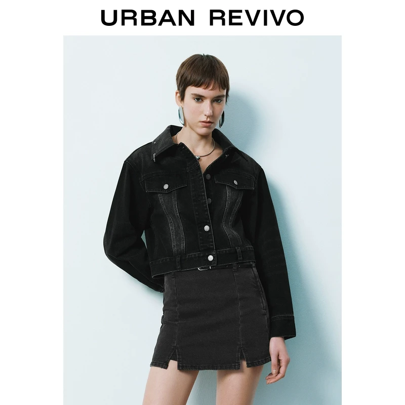UR2025秋季新款女装复古街头风拼接设计感牛仔外套UYV850022