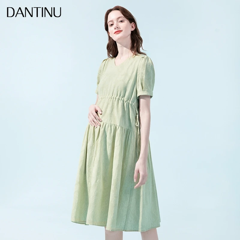 孕妇连衣裙夏季2025新款中长款小个子韩版大码短袖夏装A字裙子女