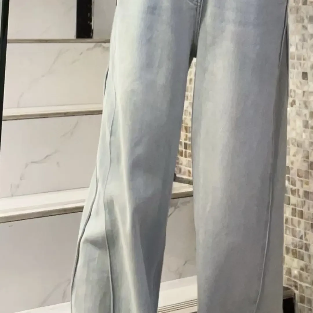 秋冬慵懒风加绒加厚阔腿牛仔裤