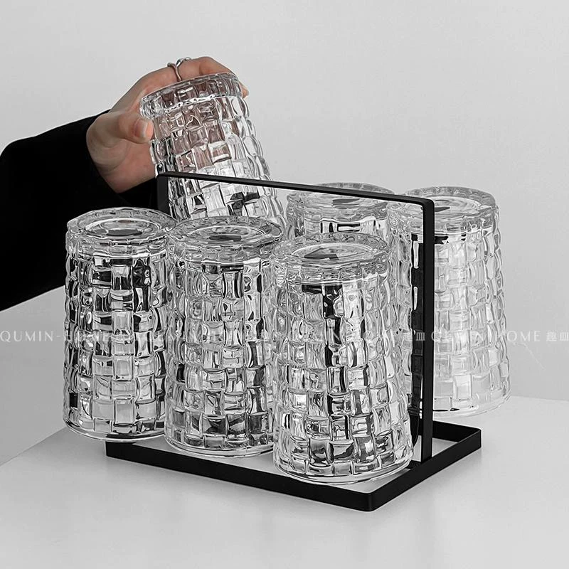 趣皿轻奢浮雕玻璃水杯套装家用客厅待客威士忌酒杯咖啡杯冷饮杯子