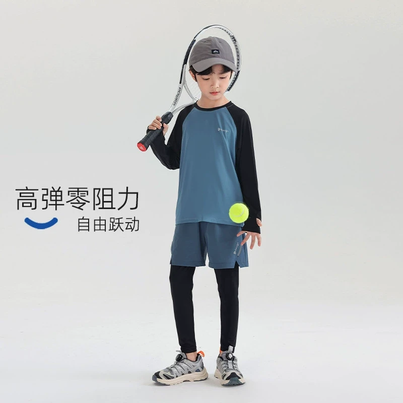 儿童运动服春季新款男童体能训练服速干套装中大童跑步篮球服2025