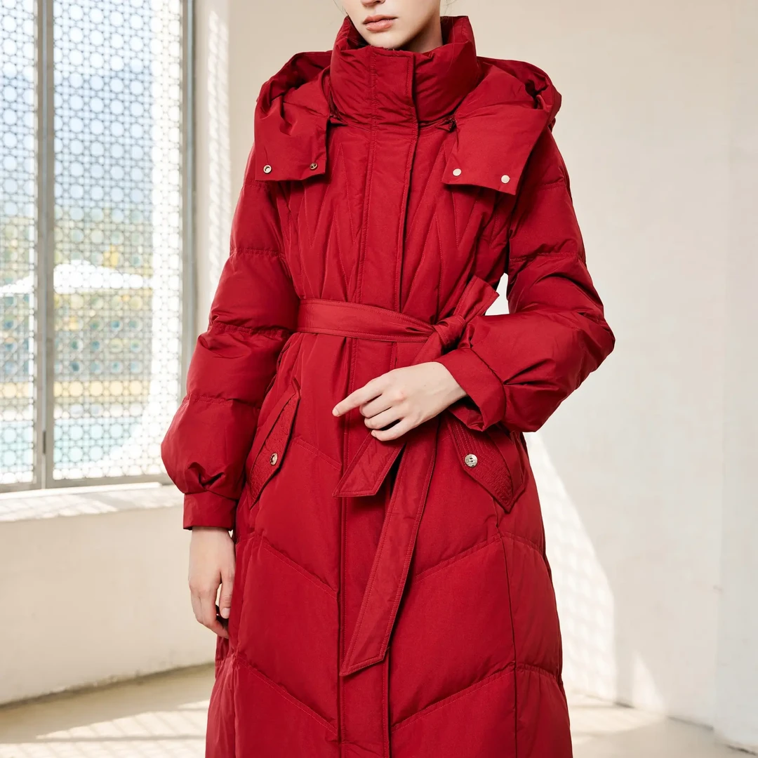 新款长款连帽加厚外套