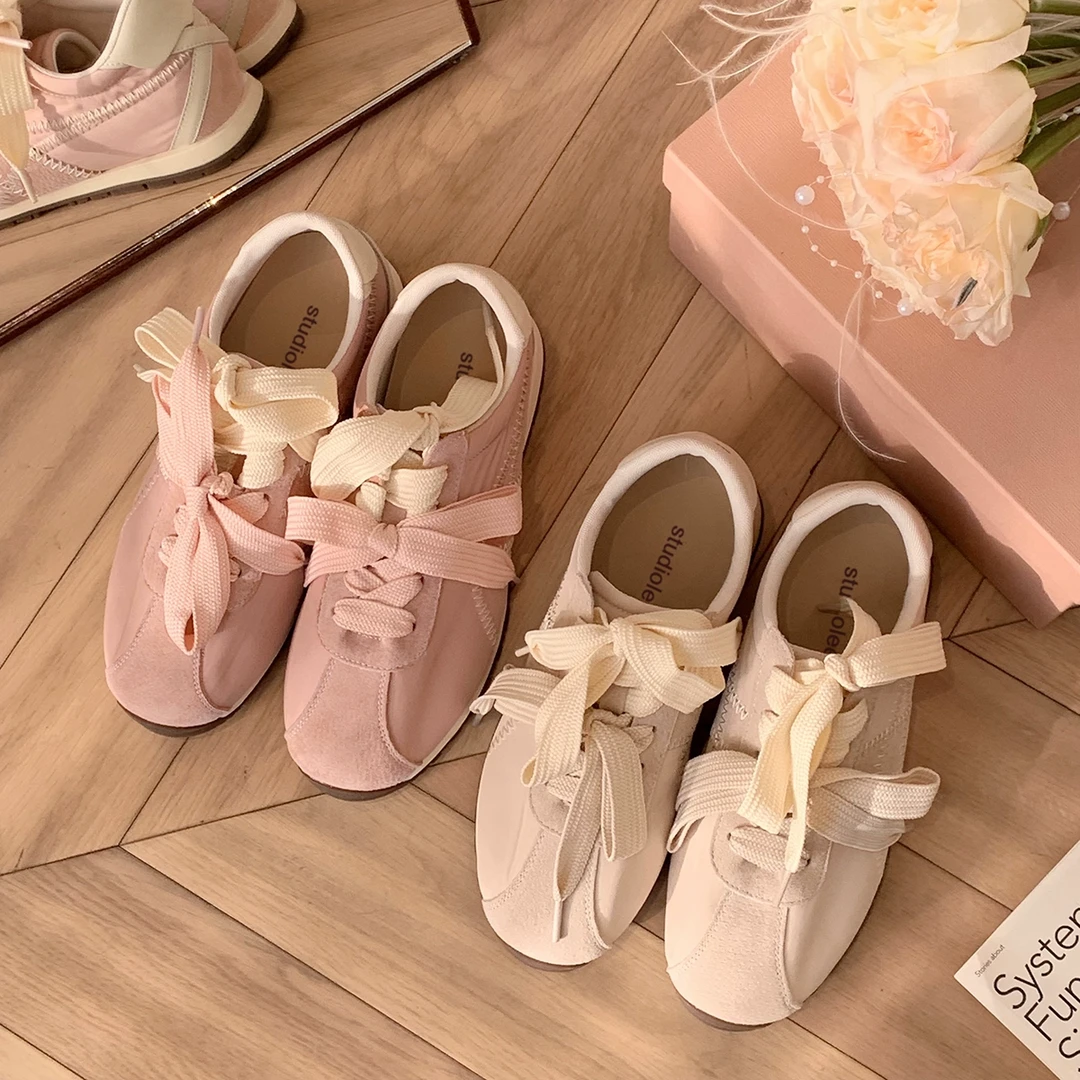 葡萄妈studiolee 芭蕾风鸳鸯鞋带休闲德训鞋女春秋