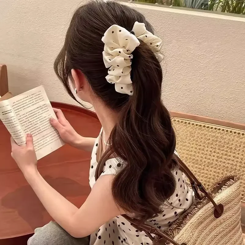 韩系新款波点泡泡香蕉夹竖夹半扎发甜美发夹后脑勺一字夹甜美发饰