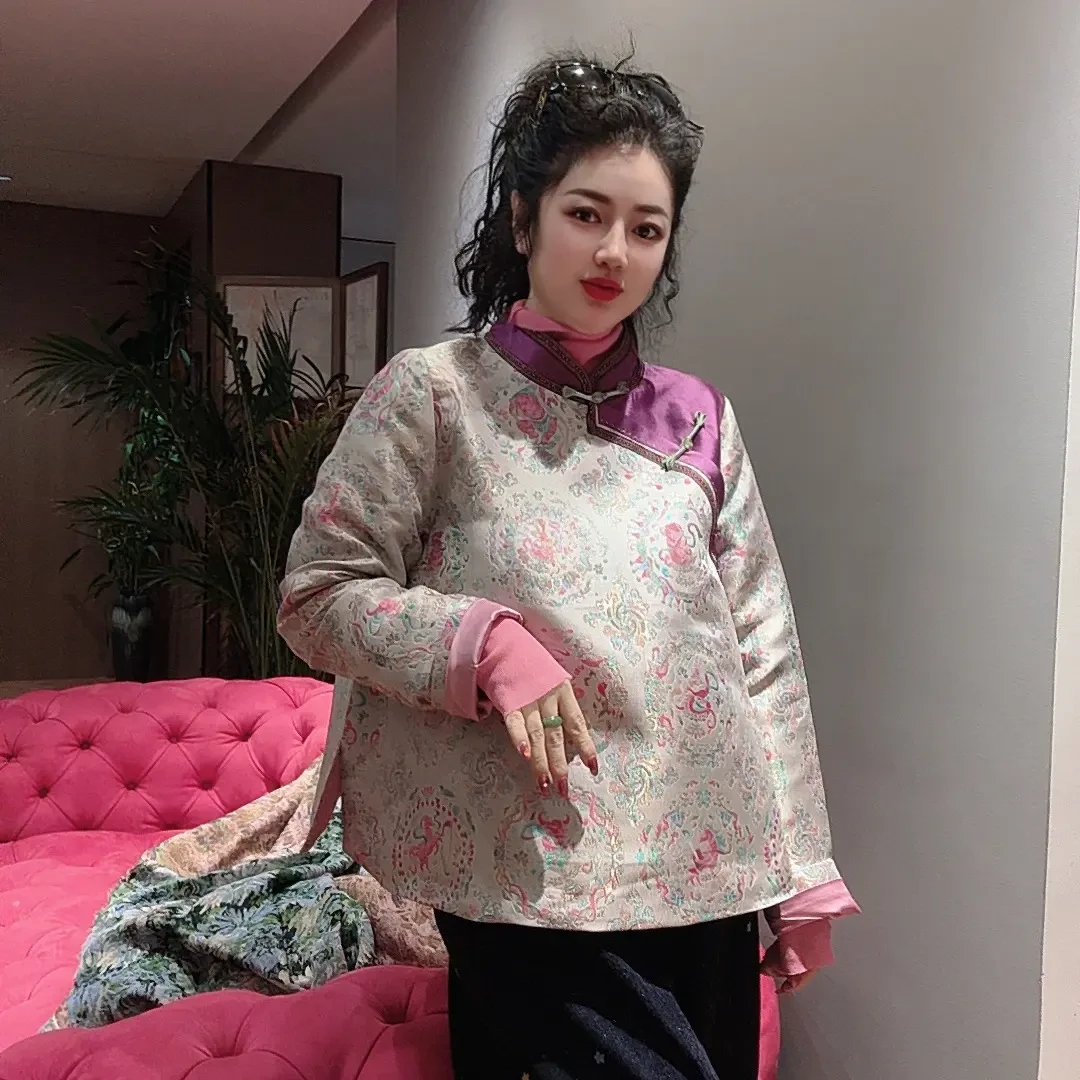 Chouduoduo·十二生肖 撞色盘扣斜襟宽松长袖国风上衣