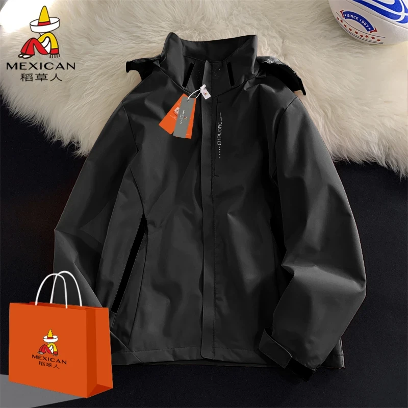 稻草人秋冬季冲锋衣男女三合一可拆卸户外防水登山服运动休闲外套