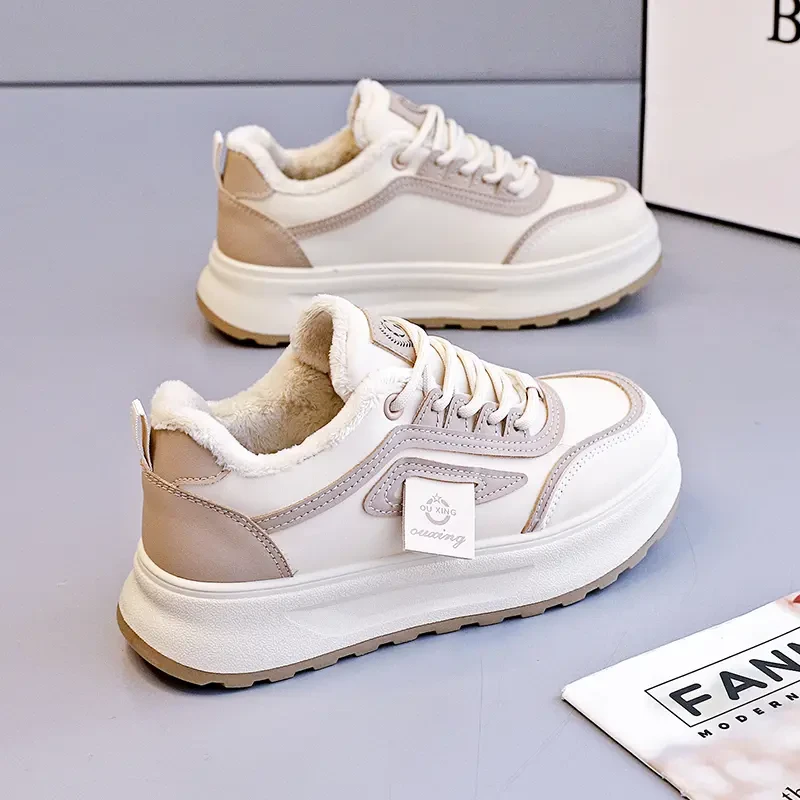 2025新款百搭时尚板鞋女鞋秋冬加厚棉鞋厚底休闲鞋冬季保暖加绒