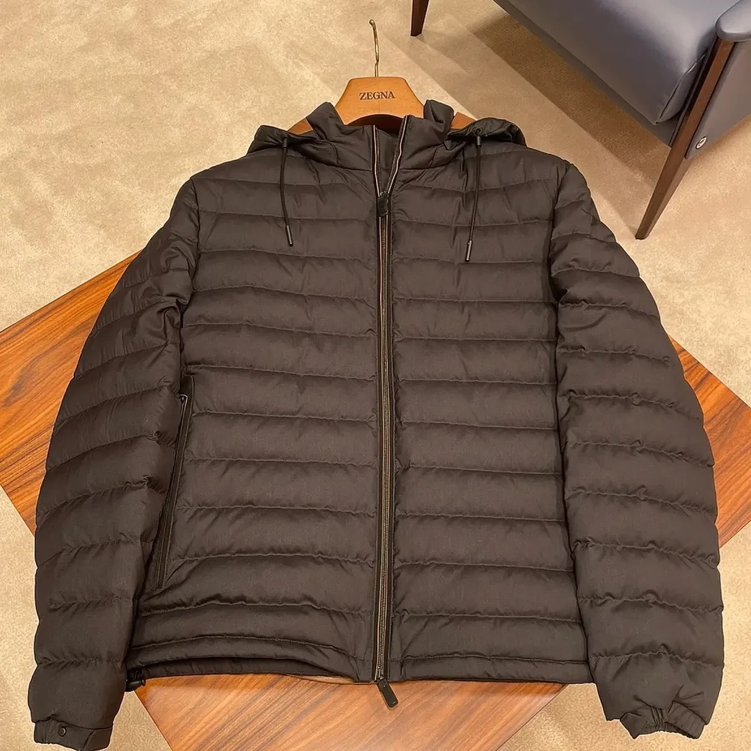 正品leggerissmo系列轻盈羊毛混纺桑蚕丝棉羽绒服可拆卸帽