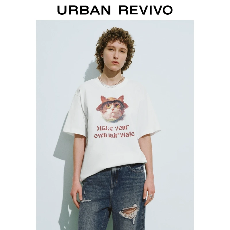 UR2025春季新款女装欧若风趣味休闲萌宠印花棉质短袖T恤UYL450060