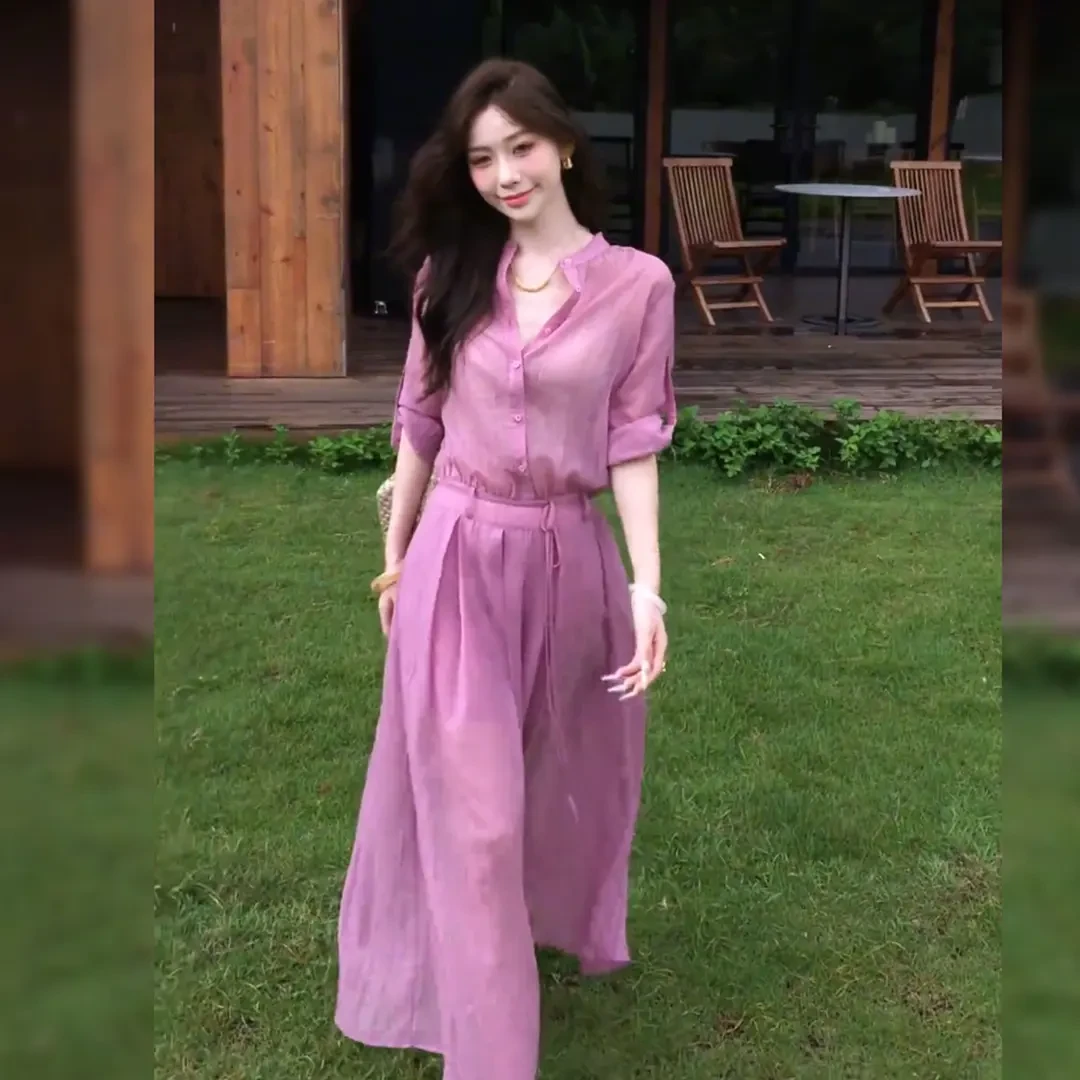 法式休闲风假两件衬衫连衣裙女2025夏季新款收腰大摆长裙气质女装