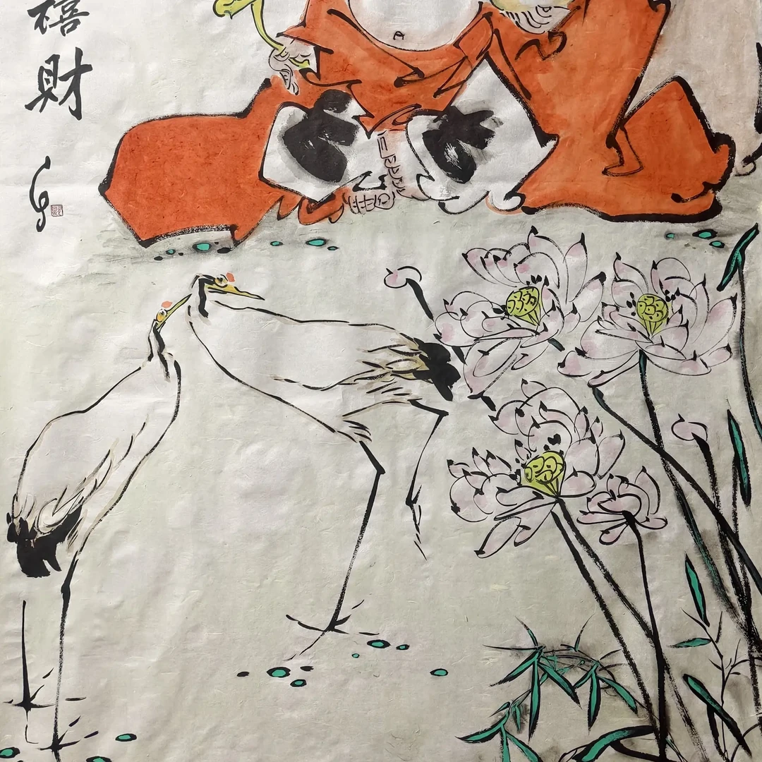 纯手绘古典人物国画宣纸托底作品