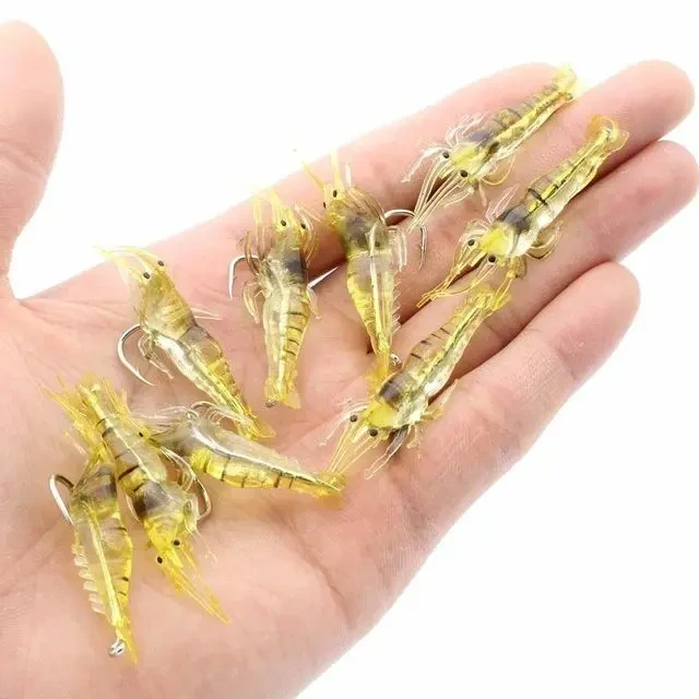 路亚仿真4cm小草虾夜光带钩虾翘嘴鲈鱼通杀海钓淡水假饵软饵逼真