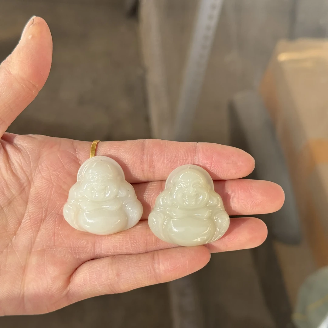 天然玉佛公挂件配绳