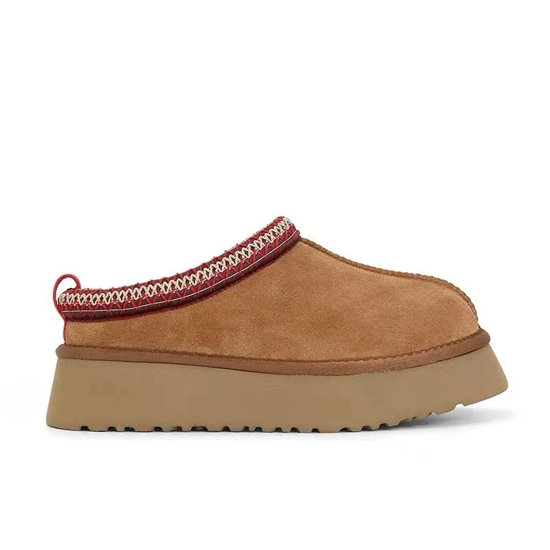 【经典民族风】秋冬皮毛一体雪地靴懒人一脚蹬厚底保暖雪地靴