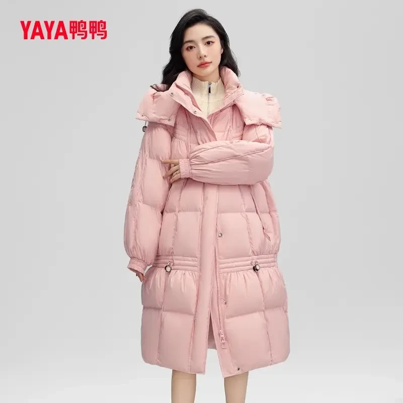 YAYA/鸭鸭长款过膝羽绒服女运动休闲宽松加厚羽绒外套YE3B731193W