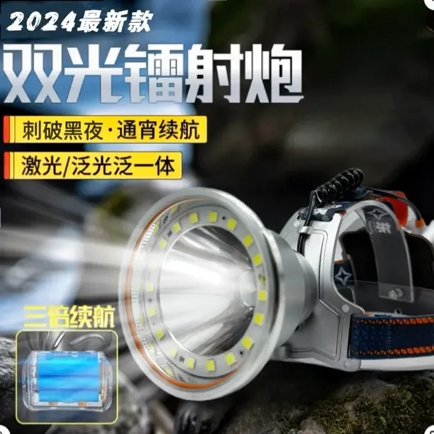 聚光泛光两用强光头戴式远射超亮可充电头灯适用户外活动