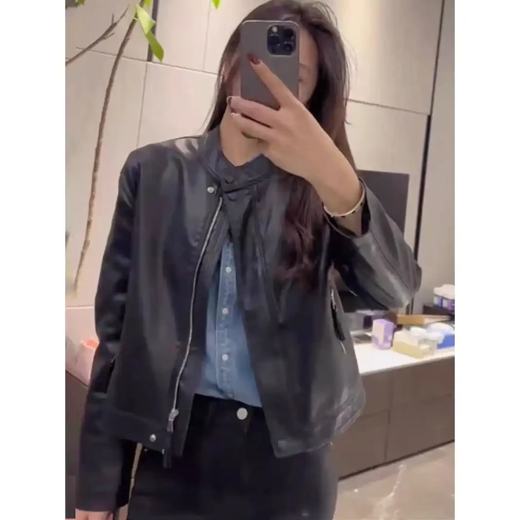 时尚小皮衣外套女机车服2024春季新款pu皮夹克休闲短款上衣潮