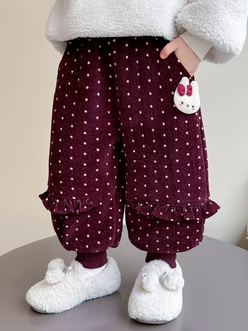 女童一体绒裤子秋冬2025新款洋气女宝加绒加厚卫裤儿童时髦休闲裤