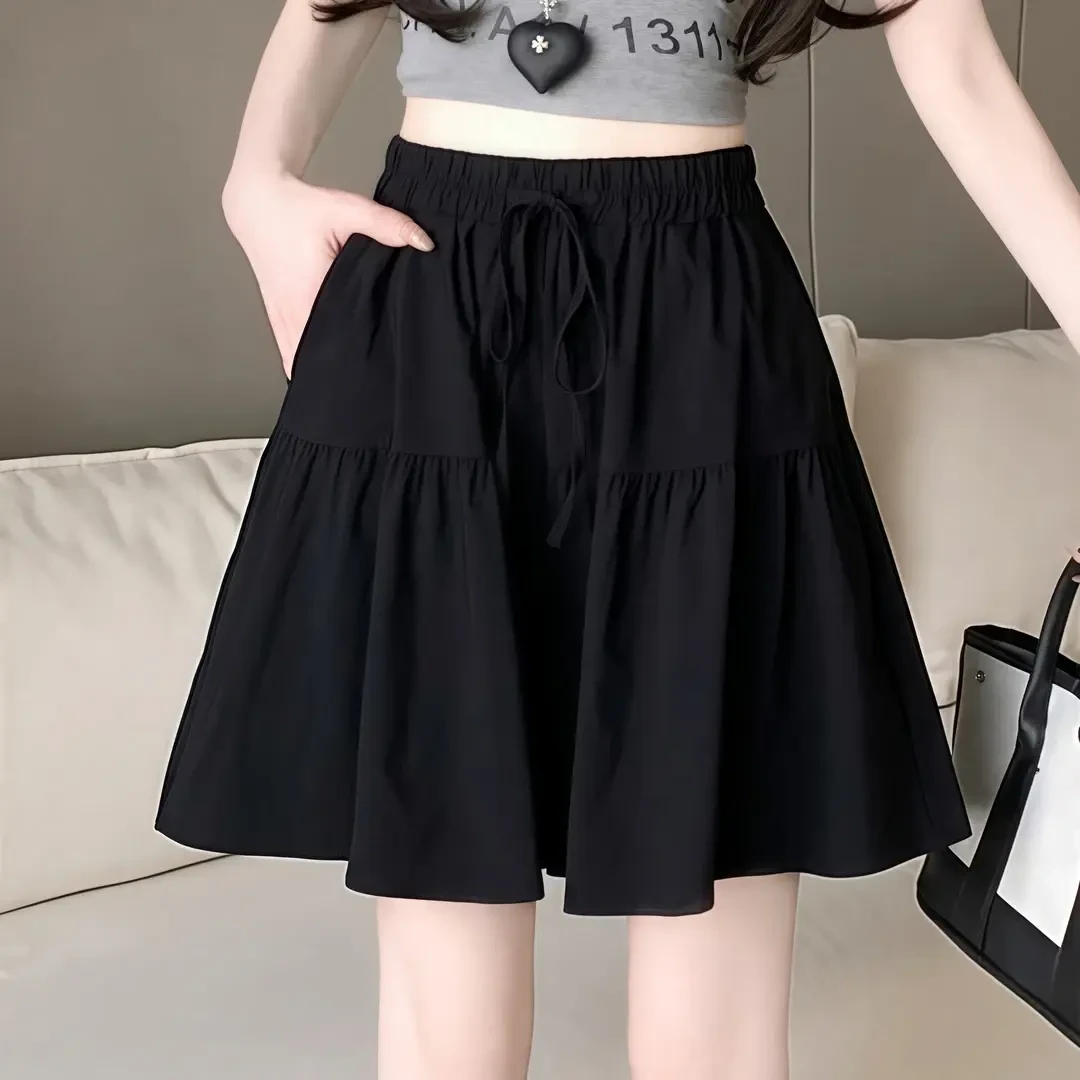 早秋韩系夏季百褶裙裤女款爆款2025新款潮流百搭休闲显瘦外穿短裤