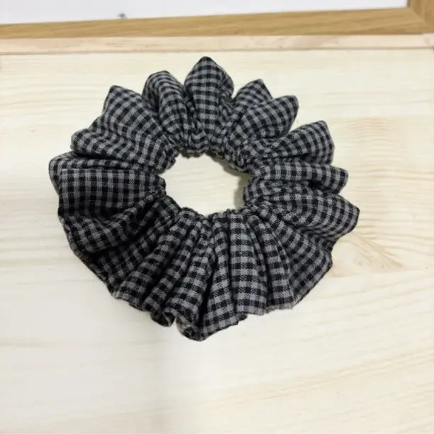 点点原创原创黑灰棋盘格韩系简约气质大肠发圈百搭发饰头饰A70