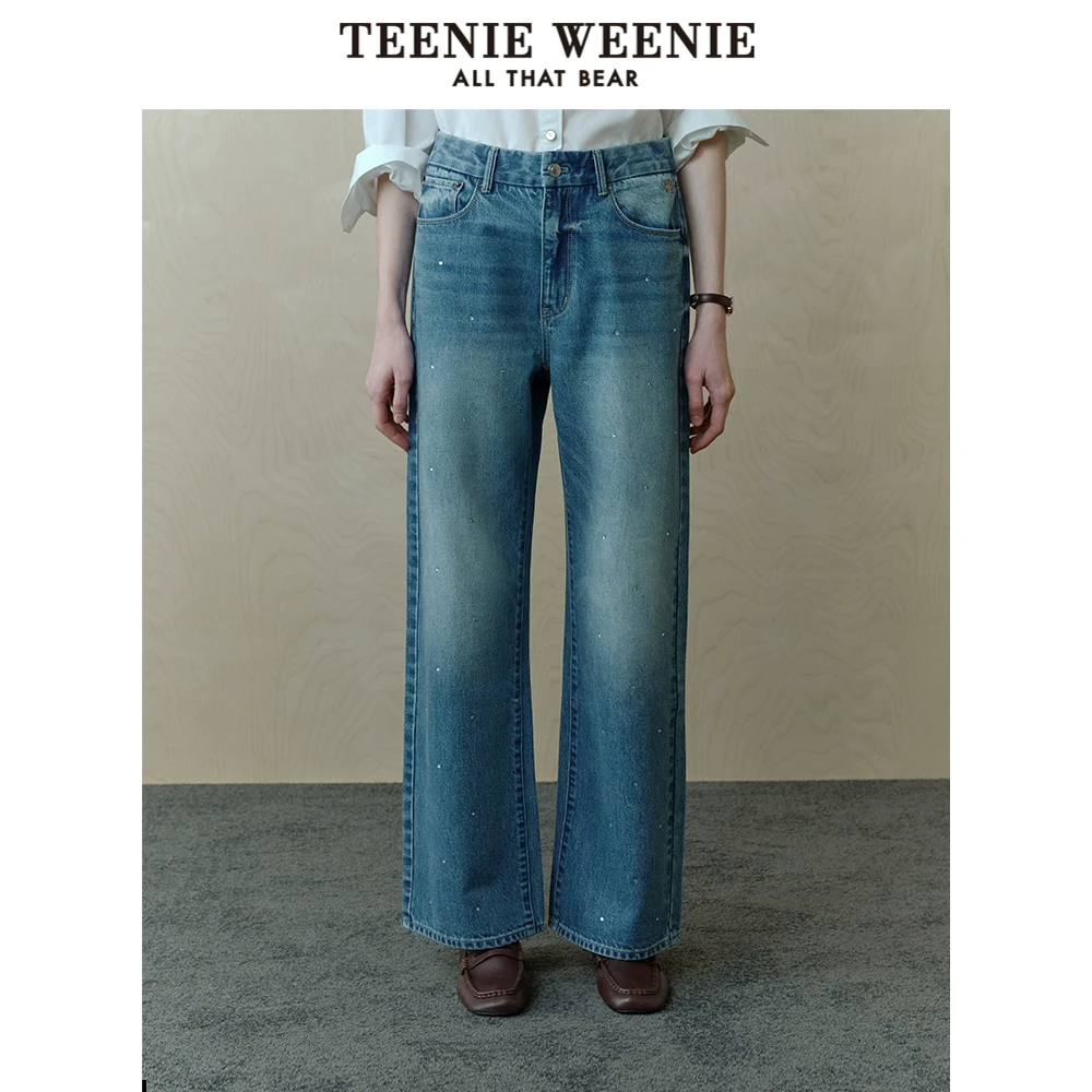 【商场同款新品】TeenieWeenie小熊25春烫钻牛仔直筒裤TTTJ251205W
