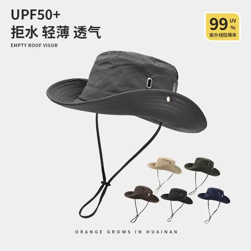 日本防水速干帽西部牛仔户外登山帽女遮阳渔夫帽男款夏季防晒帽子