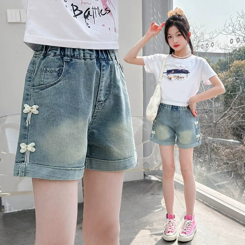 巴拉【商场同款】女童牛仔短裤新款夏装裤子洋气时尚儿童大童女孩夏