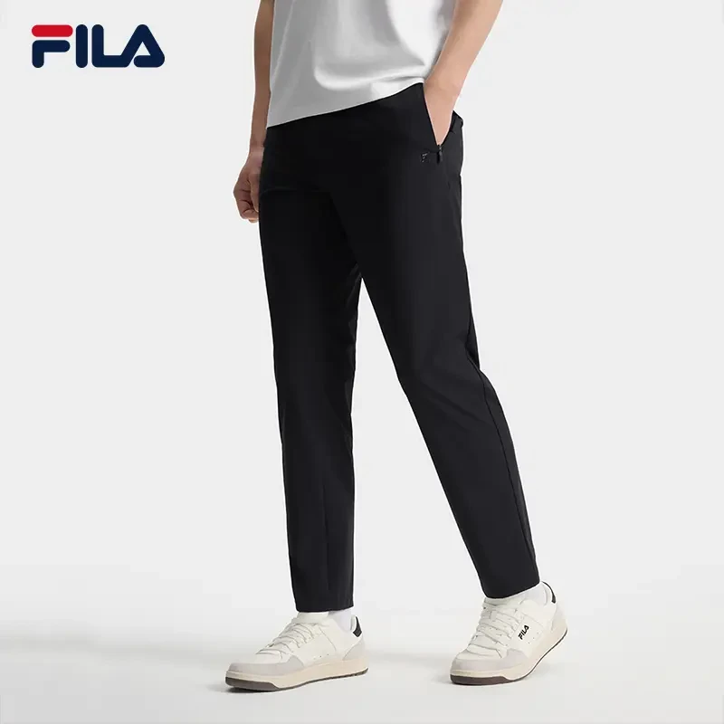Fila/斐乐2025夏季新款男士运动休闲梭织直筒长裤F11M523803F