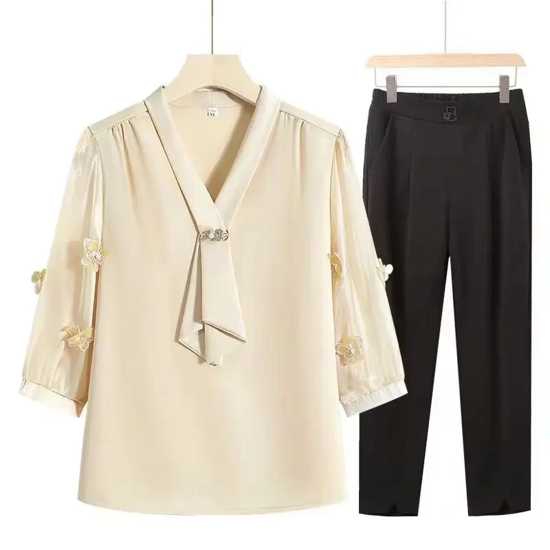 妈妈老年人夏装新款洋气上衣中年小衫中老年女服装春季妈妈装夏装