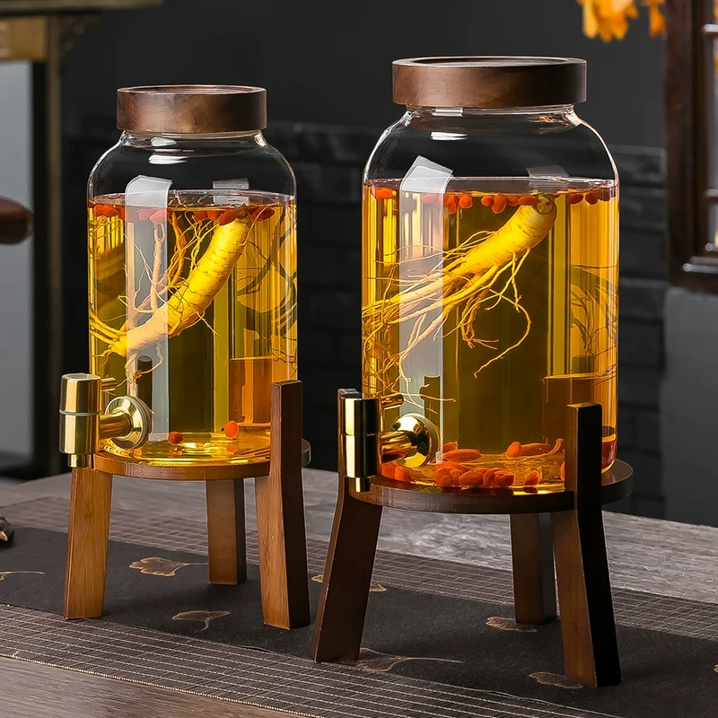 泡酒玻璃瓶家用带龙头10斤人参泡酒罐子密封泡酒坛子药酒专用酒瓶